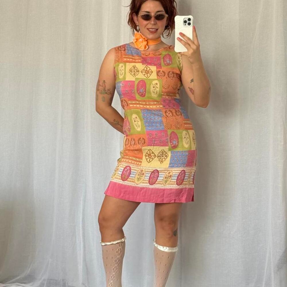 ✦ vintage patchwork mod mini dress ♡ - Picture 1 of 6